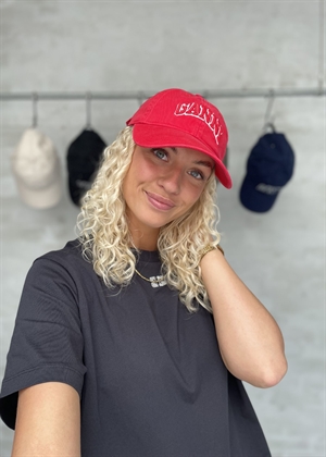 Washed cotton canvas Emb cap Fiery Red A6903 Ganni 